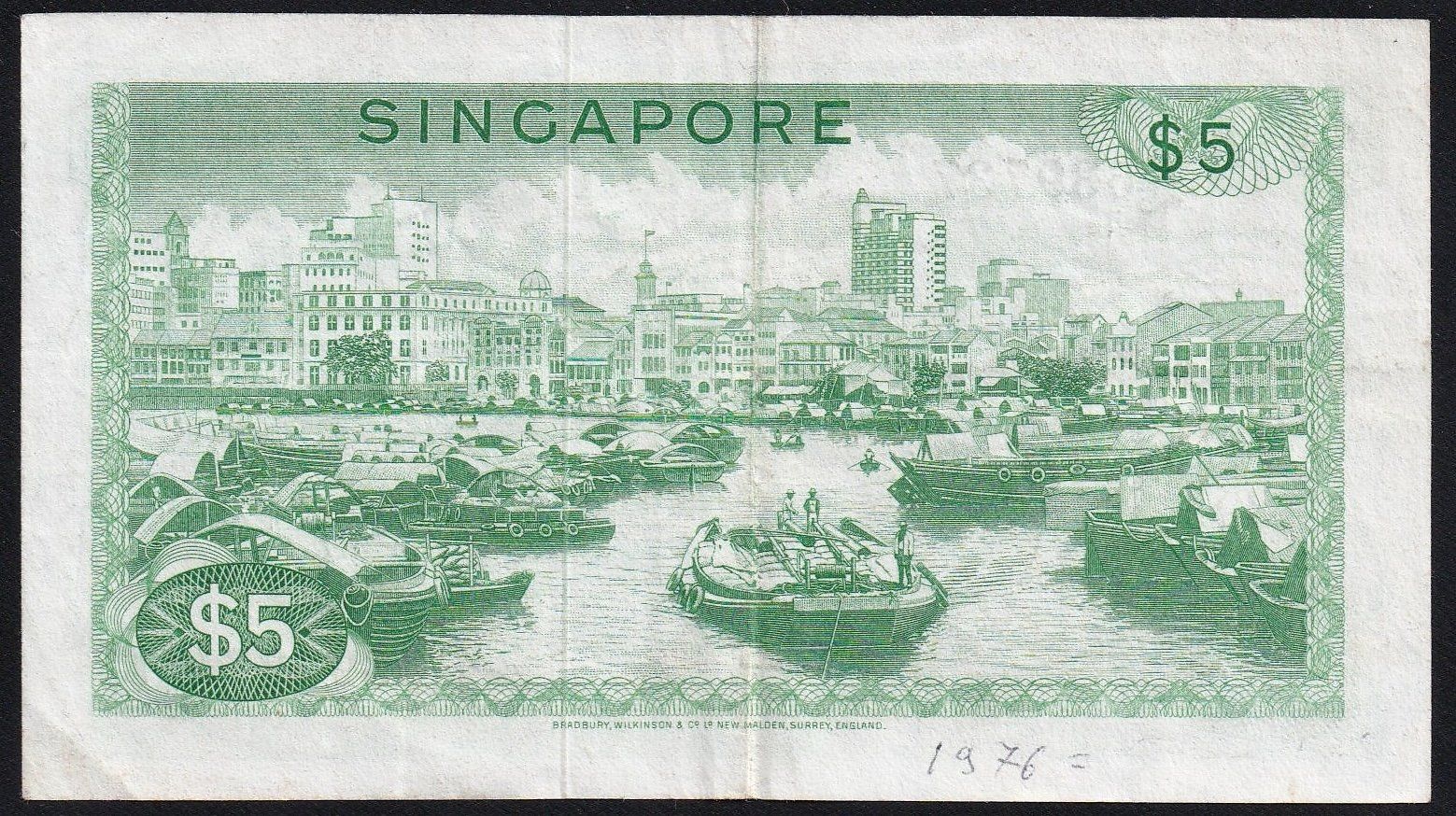Banconote: Singapur 5 Dollars 1973 – Usato da Brugg AG venduto da banknoten_muesli 1