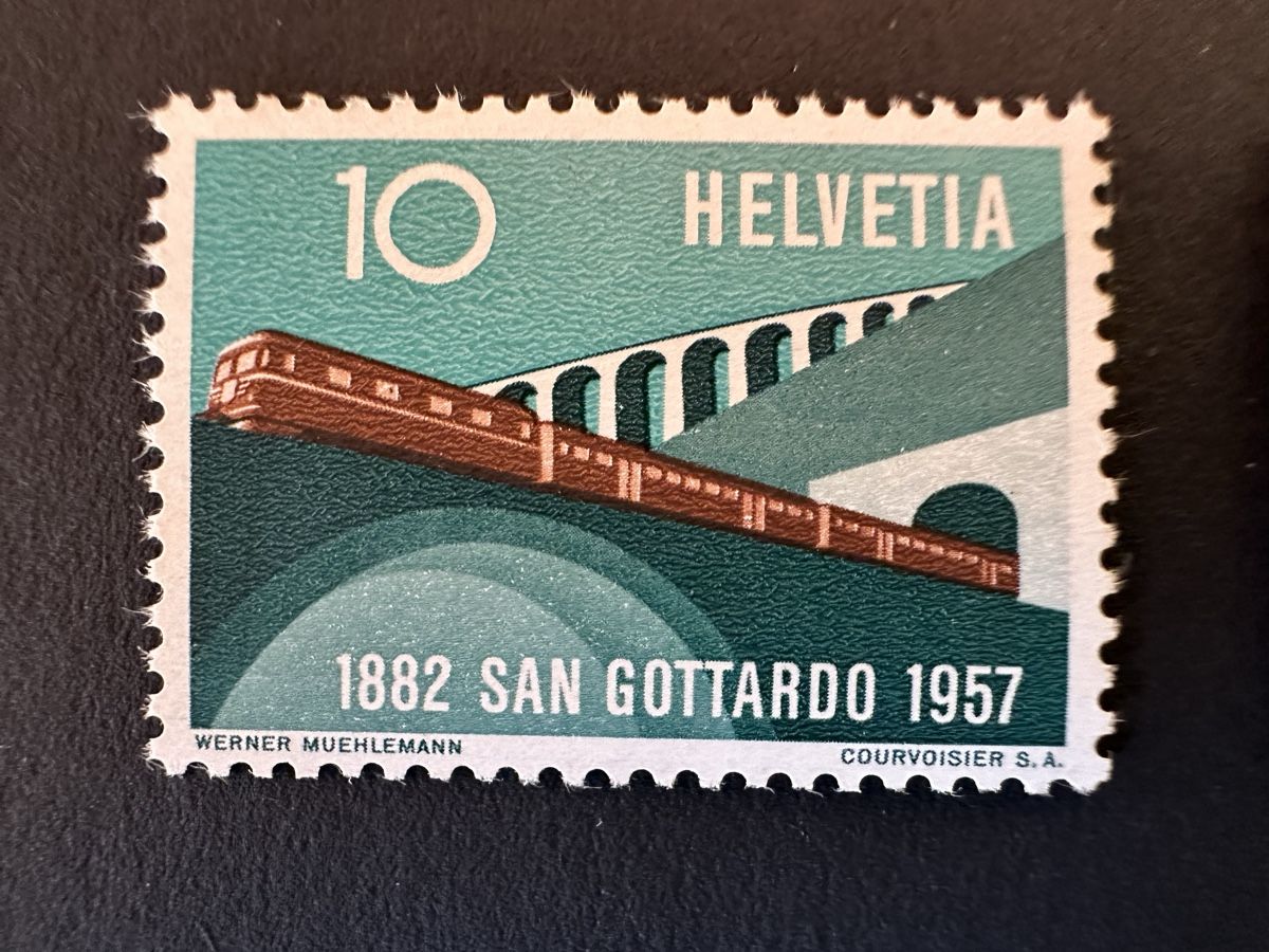 Tutti i francobolli: Schweiz - 1957 329a + 329b Brauner Zug ** – Usato da Schmitten / FR venduto da Samsara169 1