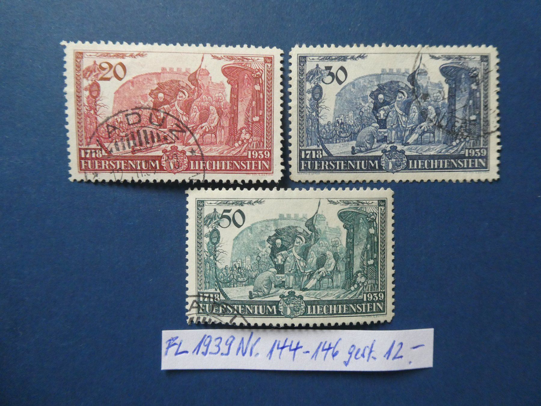 Tutti i francobolli: FL 1939 Nr. 144-146 gestempelt – Usato da Lausen venduto da Herbamare01