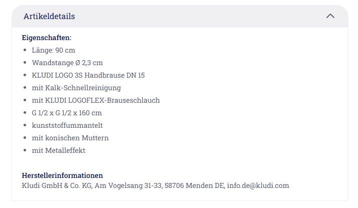 Soffioni doccia: 566 Kludi LOGO Brause-Set 3S 90 cm – Nuovo e nell'imballaggio originale da Derendingen venduto da Meisterstuecke 1