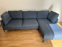Ecksofa Stoff dunkelblau mit Récamiere