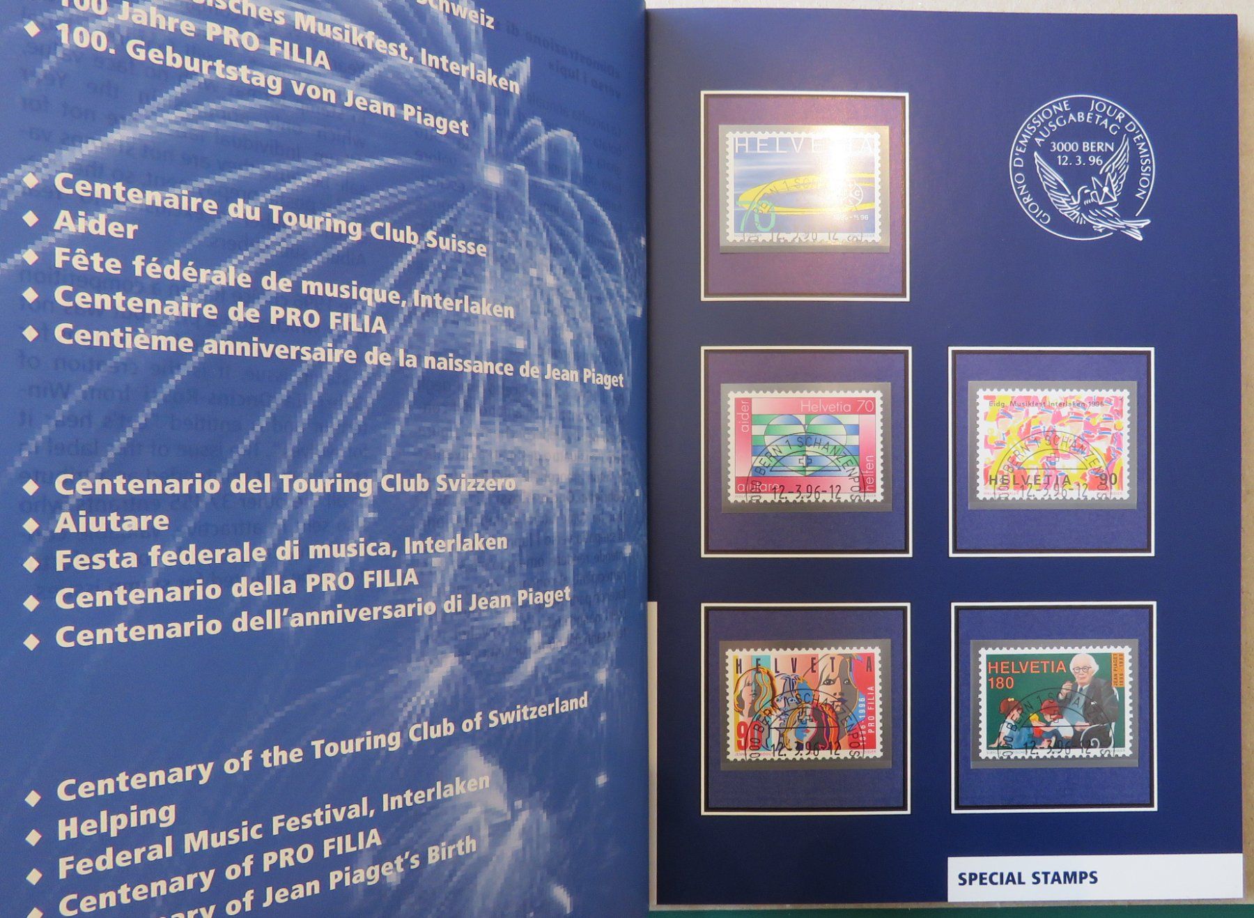 Tutti i francobolli: 1996 Jahrbuch PTT gestempelt – Usato da Kreuzlingen venduto da Koi4 2