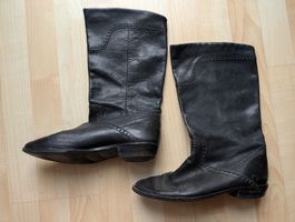 Schwarze Vintage Lederstiefel, Grösse 39 Del-paso