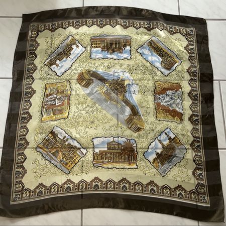 Square Scarf architecture pattern beige brown