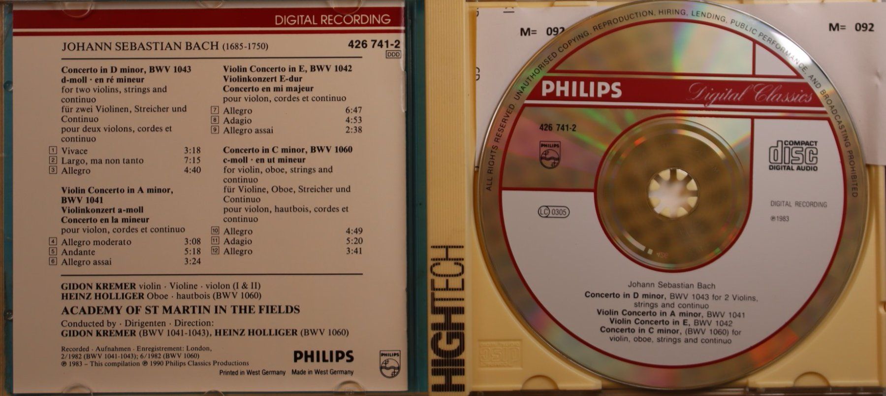CDs: ASMF - J.S. Bach Violinkonzerte – D'occasion à Luzern par CONTENTI 1