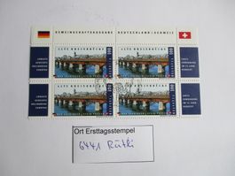 Viererblock mit Ort Ersttagsstempel 6441 Rütli