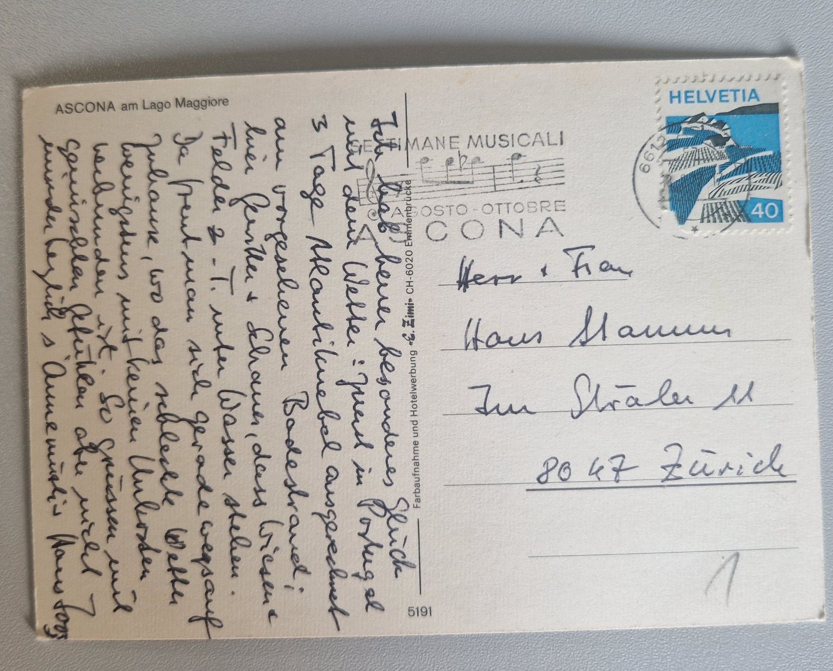 Ansichtskarten: Ascona am Lago Maggiore 1977 – Gebraucht aus Melchnau von Arthurius 1