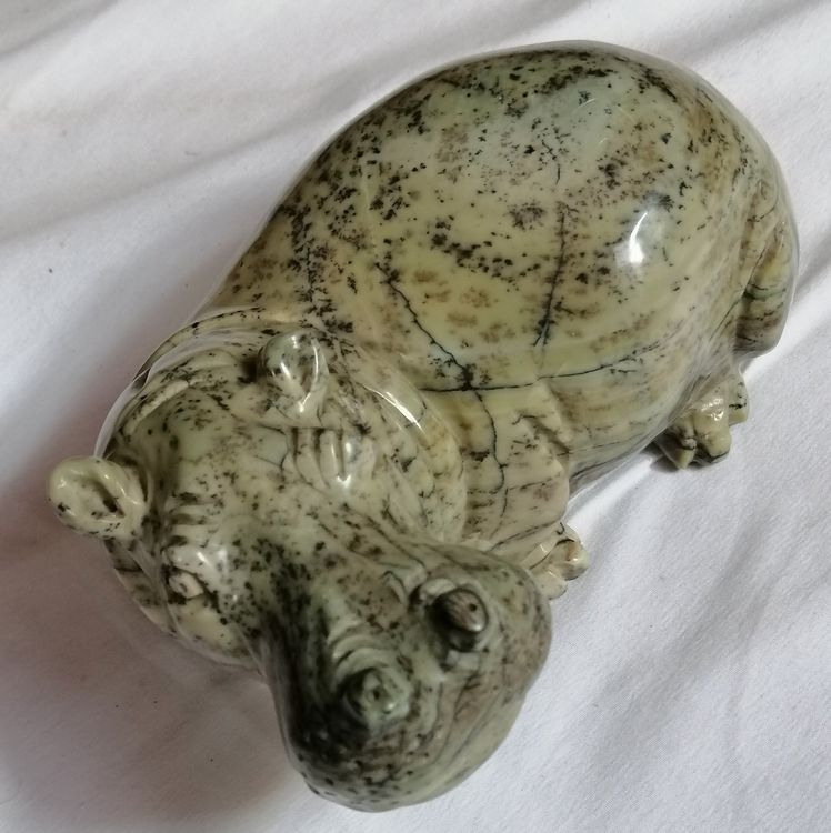 Nilpferd Schlüsselschale Gold - Harz Figur Mit Großem Mund 21cm