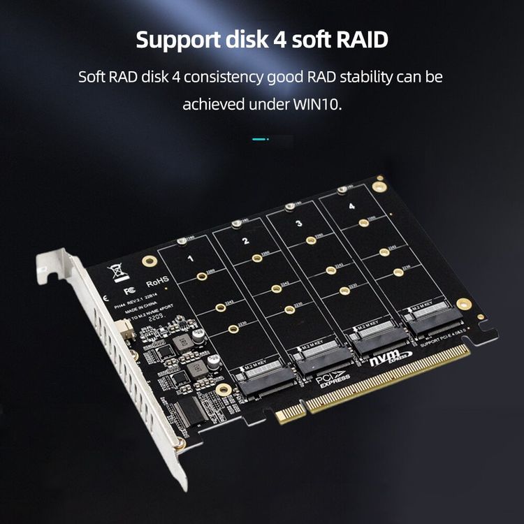 NVMe SSD PCIe 4x M.2 Adapter RAID Karte PCIe 3.0 4.0 (Neu und ...