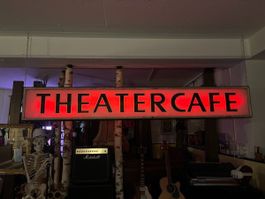 Grosse Leuchtreklame «THEATERCAFE» XXL – Metall, Vintage