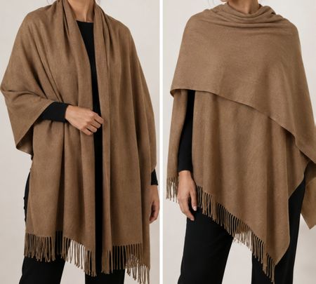 Écharpe Aone Studics laine 100% vierge camel avec franges