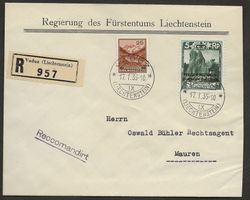 R-Brief Liechtenstein 1932 Vaduz Mauren Dienstmarken 1A