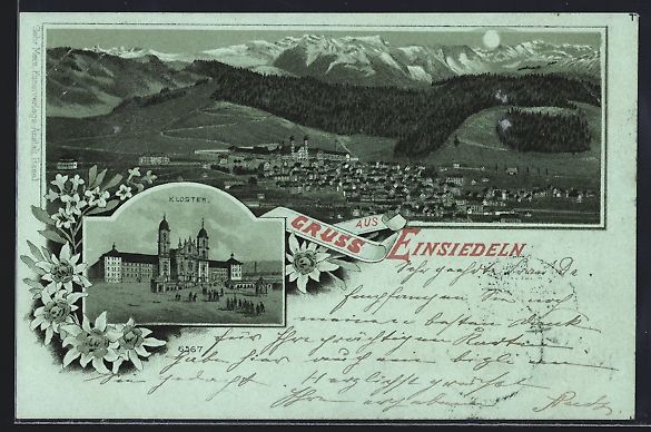 Cartes postales: Mondschein-Lithographie Einsiedeln, Klos – D'occasion à Berlin par bartko-reher