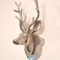 Vintage Hirschkopf Wandhalterung Aluminiumguss, 34 cm