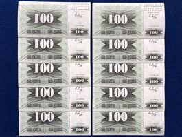 Bosnien und Herzegowina 1992 - 10x100 Dinara UNC