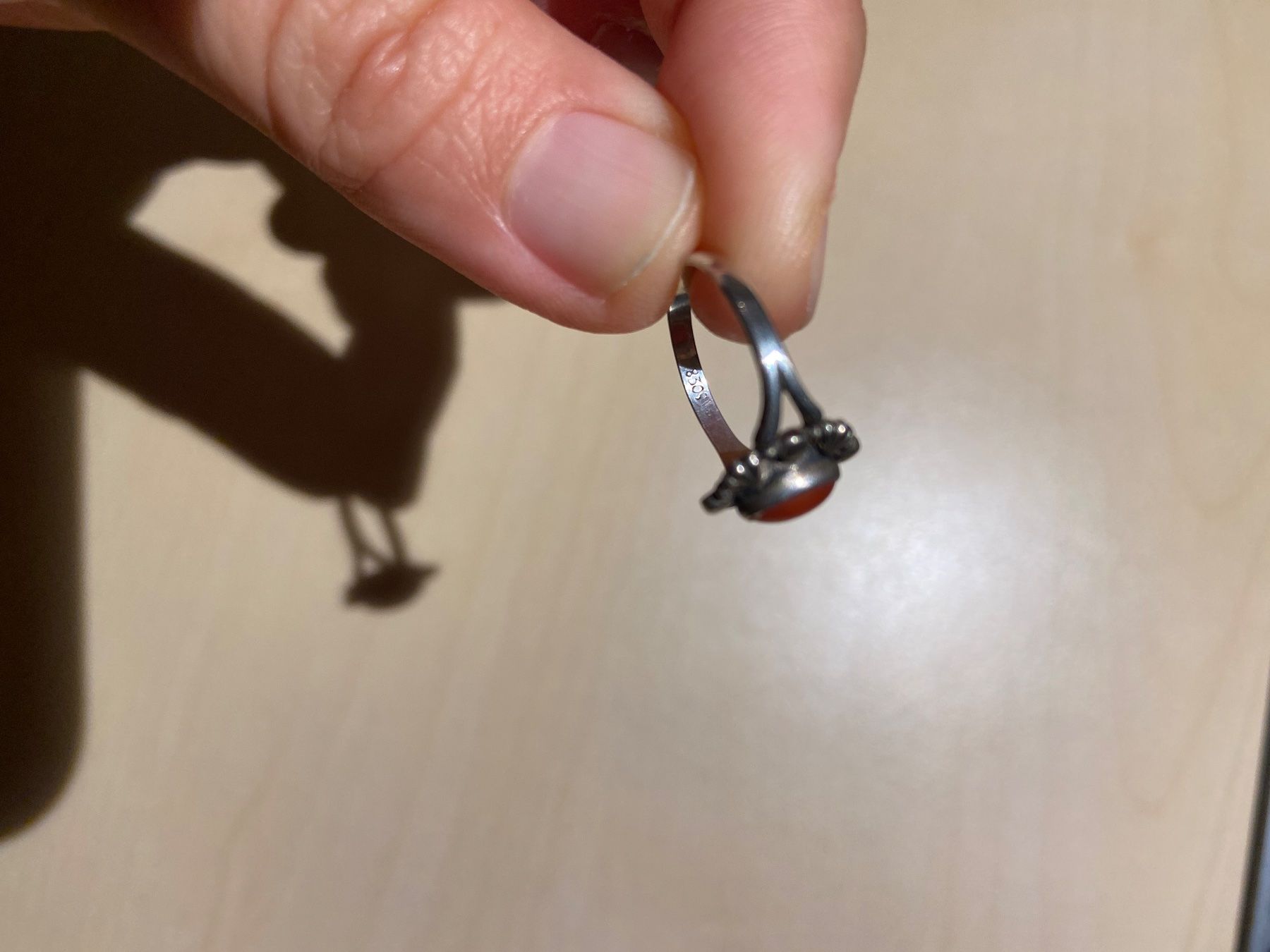 Anelli: Jugendstil Dänemark Koralle Silber Ring mit Stempel 830S – Usato da Niederhasli venduto da YHHC 8