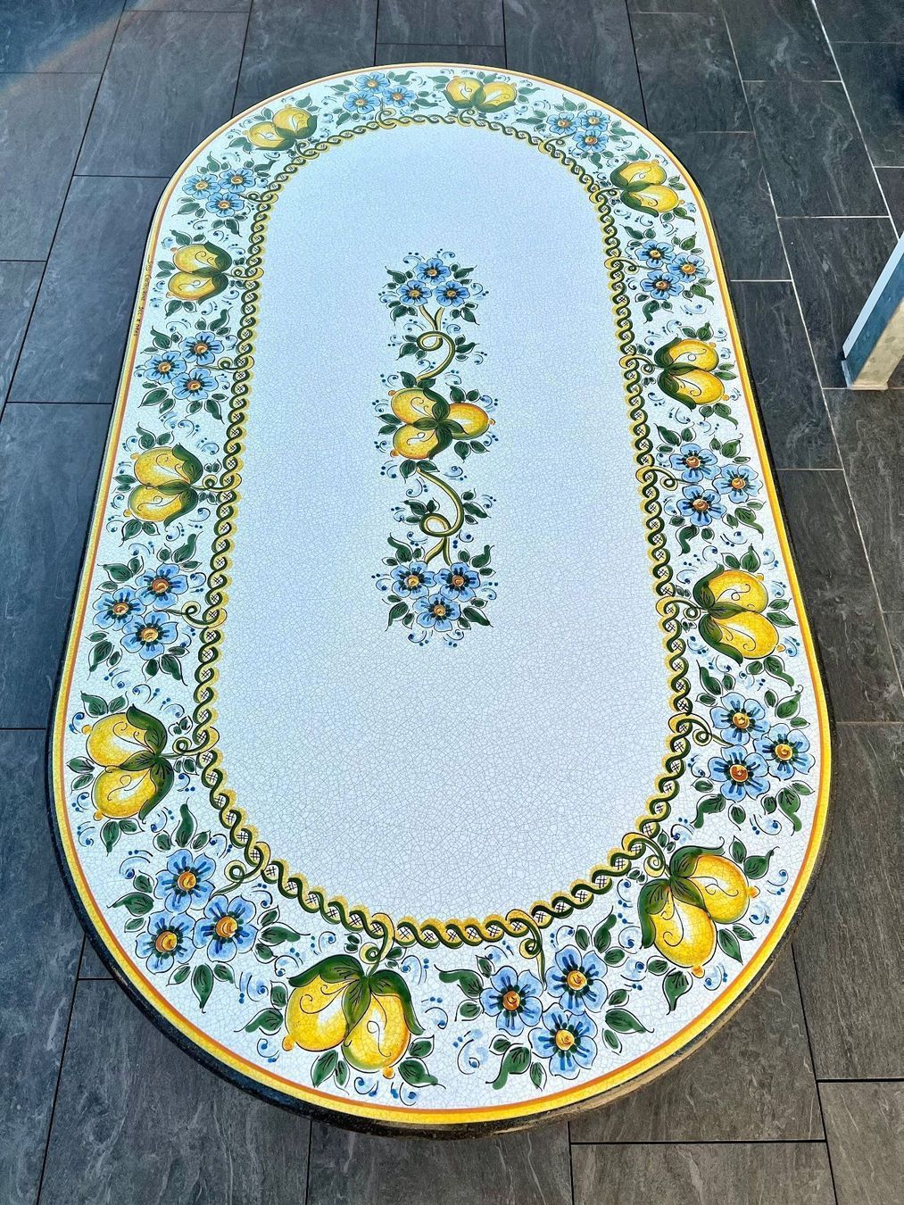 Tische: Lava Tisch oval mit Zitronen & Blumen – Neu (gemäss Beschreibung) aus Höri von ArtelavicaGmbH 2