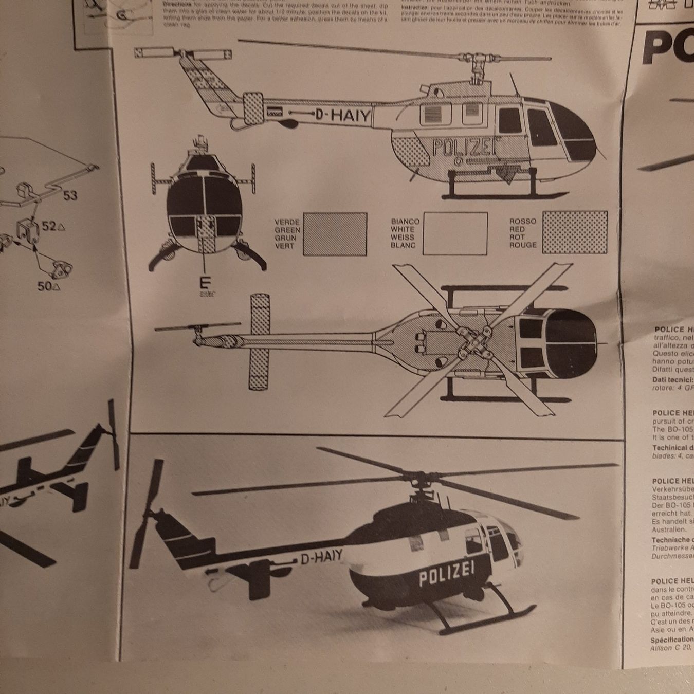 Italeri Kit di modellismo & Modellini statici: 2000 ... MBB BO 105 Polizei ... Italeri 602 ... 1:32 – Usato da Bonstetten venduto da Benibanny59 1