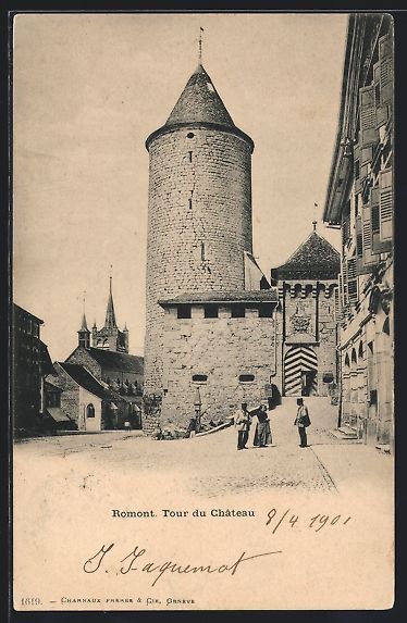 Cartoline postali: AK Romont, Tour du Chateau, 1901 – Usato da Berlin venduto da bartko-reher