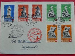 1940, B3-B6 mit ABARTEN auf BRIEF auf ROTKREUZ-FLUG: SAMADEN