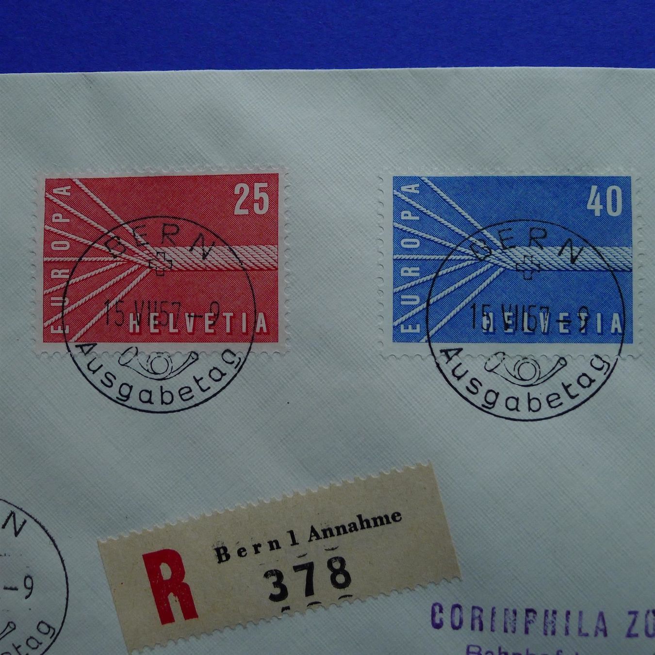 Alle Briefmarken: 1957 FDC Halbmondstempel deutsch – Gebraucht aus Ebikon von SilvioFreund 1