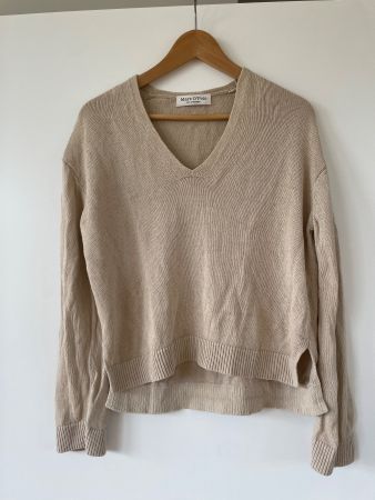 Hochwertiger Marc O'Polo Pullover V-Ausschnitt Beige Gr. S