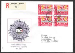 R-FDC Nr 463 Viererblock 50 Jahre Comptoir ET Bern 13.2.1969