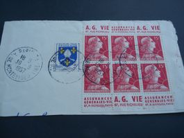 Briefteil Frankreich 1957, 6erblock mit Werbetab