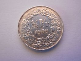 50 Rp. 1909 silber  vorz  rar in dieser Erhaltung