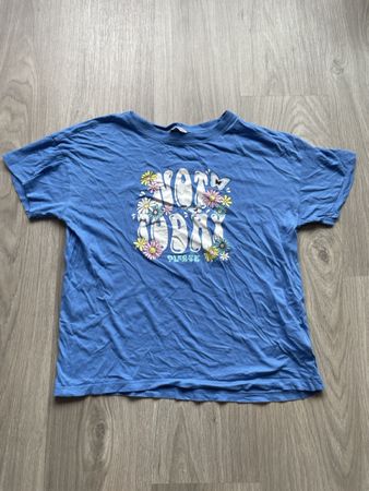 Blaues T-Shirt mit Blumenprint "Not Today" - Gr. XS