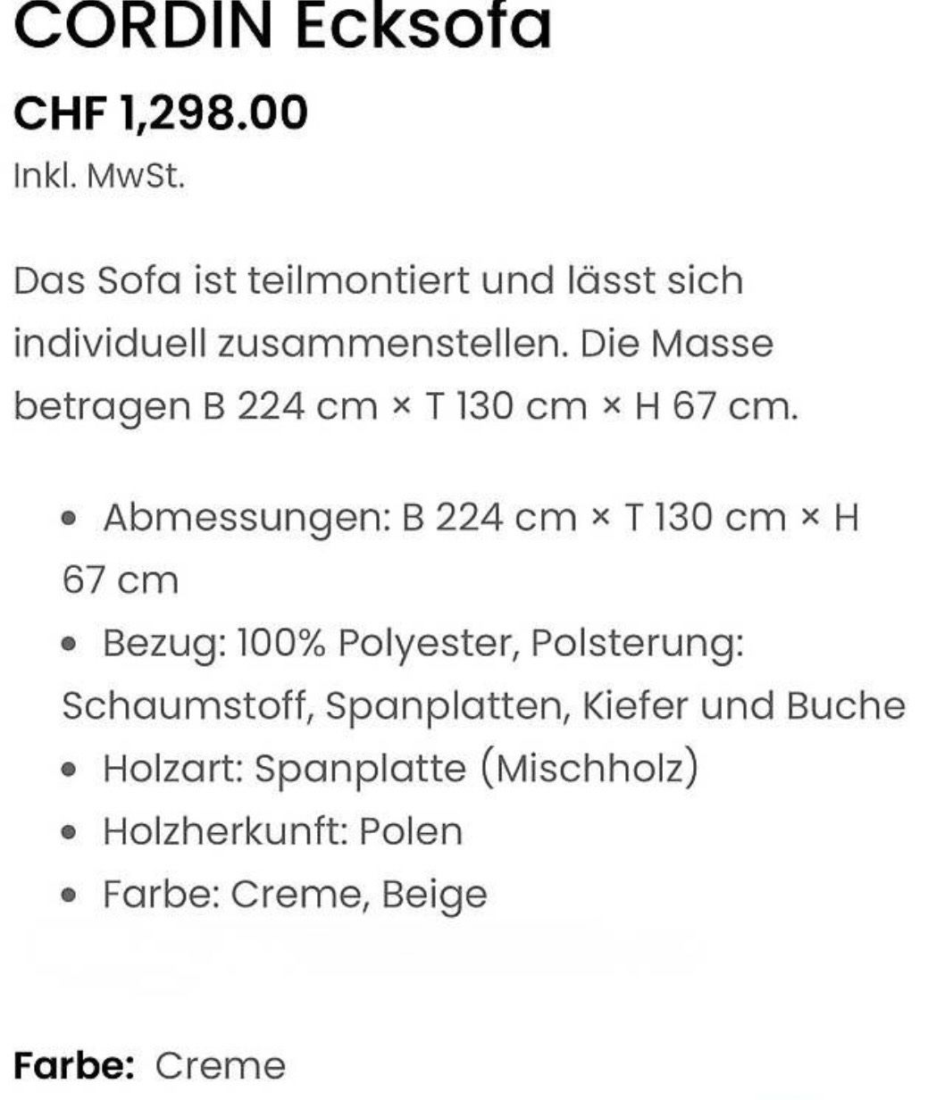 Micasa Sofas: Ecksofa beige – Gebraucht aus Basel von lea_dj79 2