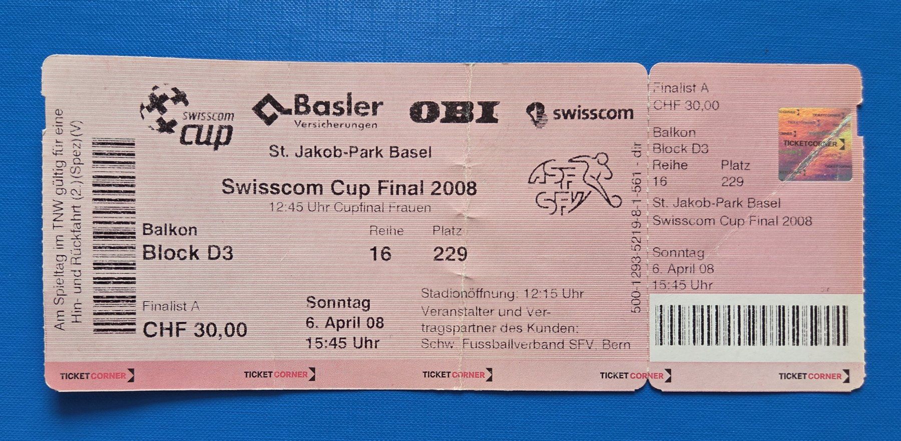 Tickets: Ticket Cupfinal 2008, AC Bellinzona - FC Basel – Gebraucht aus Basel von Falconis