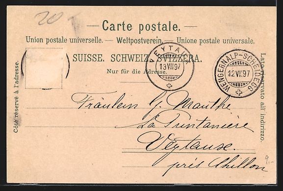 Cartoline postali: Litho Kleine Scheidegg, Panorama der Wen – Usato da Berlin venduto da bartko-reher 1