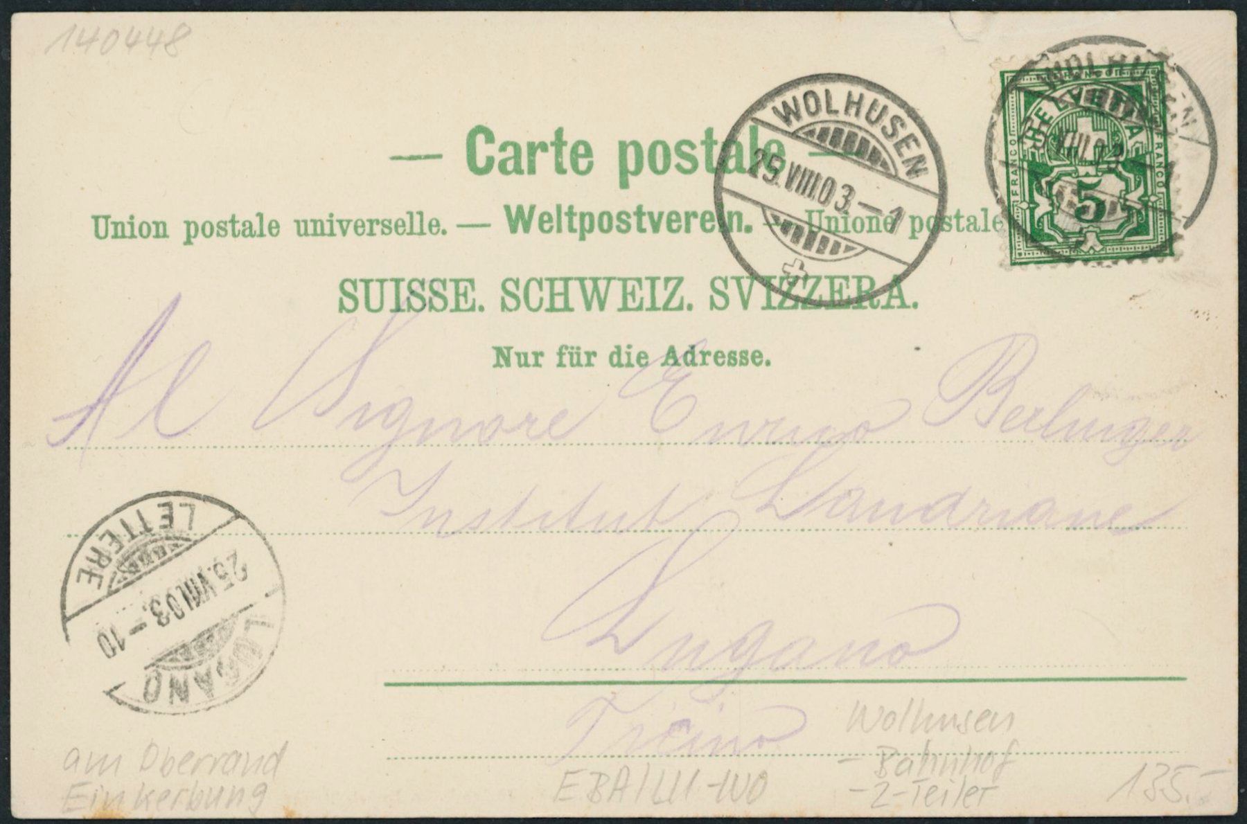Cartoline postali: LU Wolhusen - Bahnhof - Bahn – Usato da Schindellegi venduto da Jonathan77 1