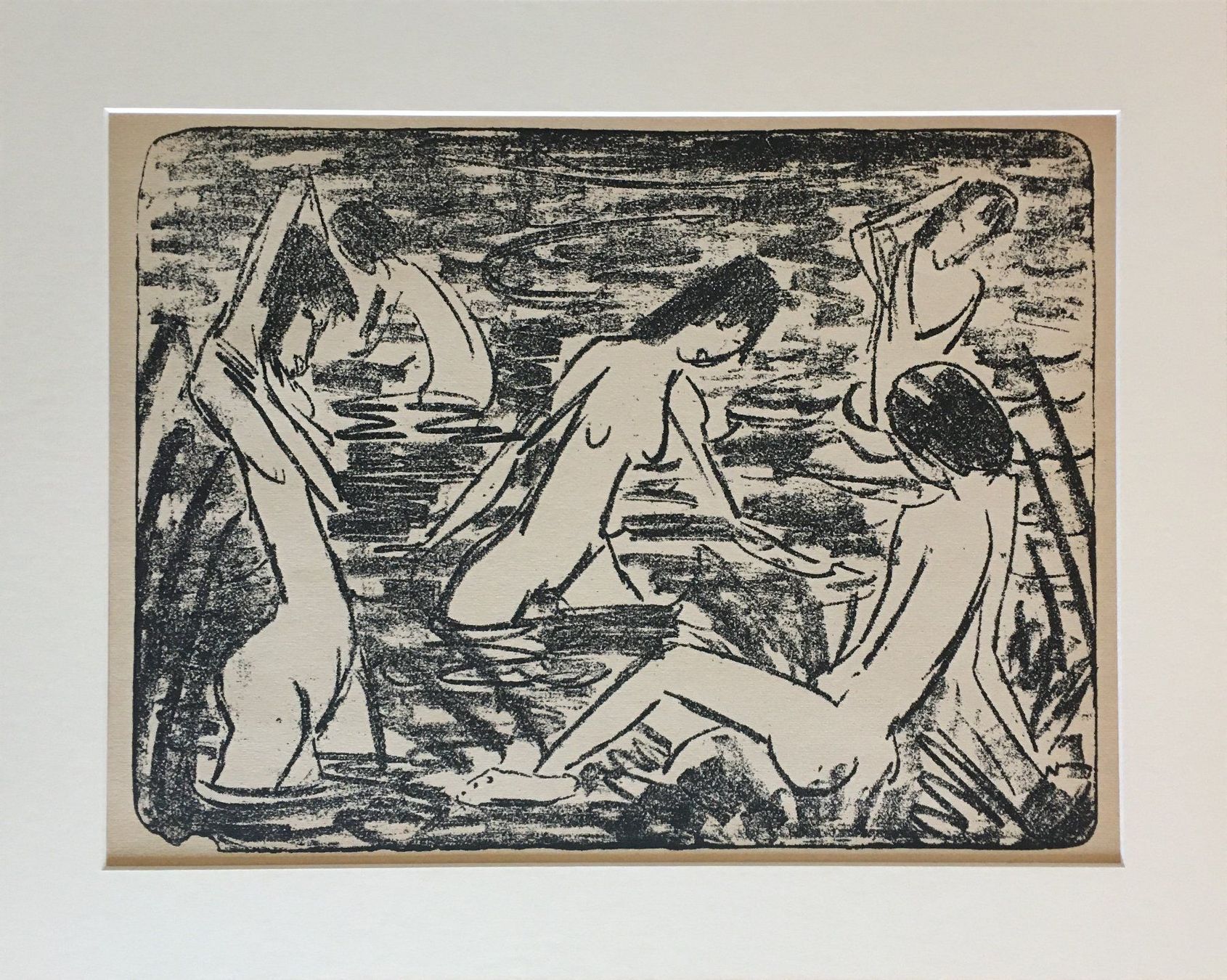 Grafica & Litografie: Otto Mueller   "Sitzende und vier Badende..."  DRUCK – Usato da Nennigkofen venduto da juhit 1
