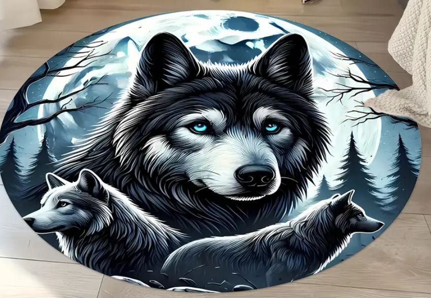 Tappeti: Teppich mit Wolf (Ø 117 cm) – Nuovo (secondo la descrizione) da Langenbruck venduto da Gumsi