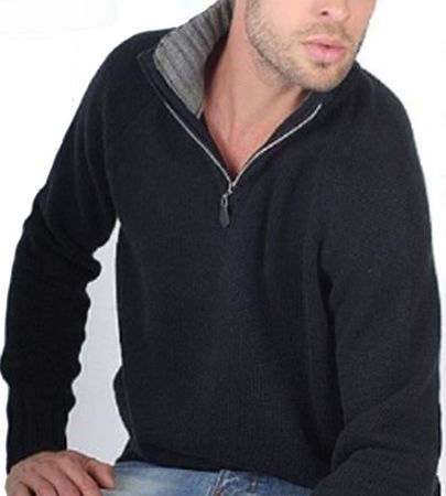 Balldiri 100% Kaschmir Pullover Herren 3XL Troyer Polo 8-fäd