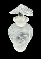Antique Crystal Perfume Bottle, French, Flower Stopper