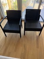 2x Balkonstühle aus Polyrattan – Schwarz