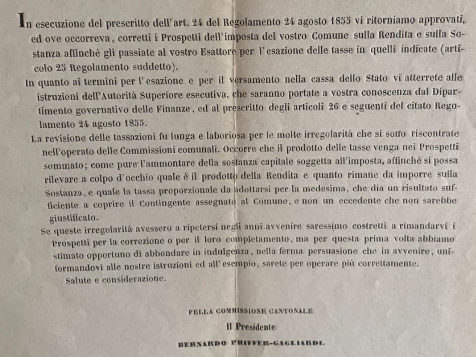 Documenti: Ticino - Bellinzona - 1856 – Usato da Sorengo venduto da 74in 2