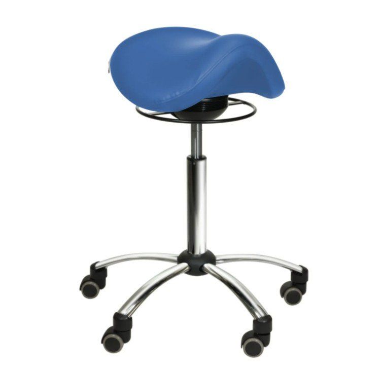 Hocker: Comfort-Sattelhocker BLAU mit Swing-Mechanismus – Neu und originalverpackt aus Schaffhausen von Praxis-Nova