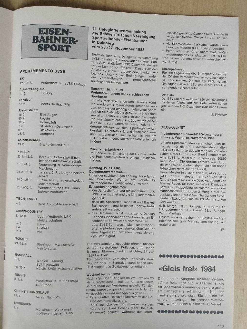 Riviste & Magazine: SBB CFF FFS Nachrichtenblatt von 1984 – Usato da Schwanden Sigrisw venduto da pho_2mc9 3