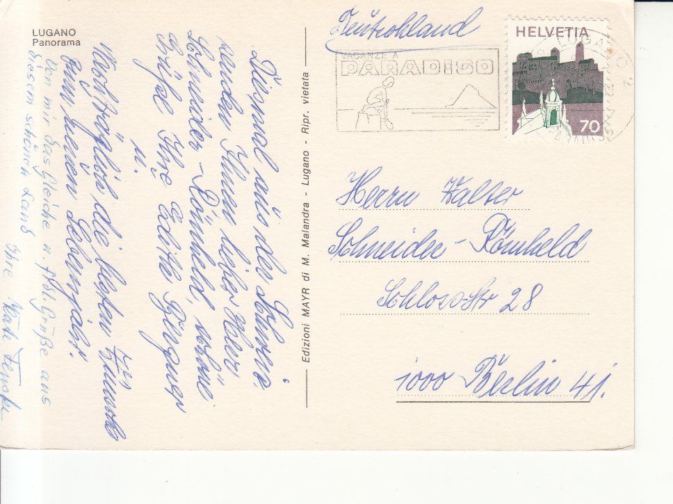 Cartoline postali: Lugano 1973 – Usato da Bürglen TG venduto da StampGraf 1