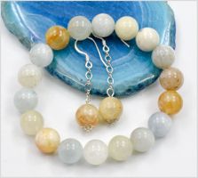 Aquamarin Edelstein Stretch Armband Set