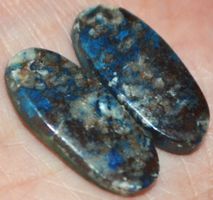Cabochon Set L-5001 – 1 Paar Azurit Malachit für Ohranhänger