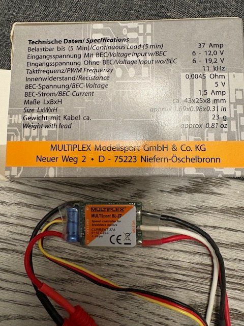 Multiplex Modellismo RC: Multiplex Multicont BL-37 Regler Brushless 37A – Nuovo e nell'imballaggio originale da Würenlingen venduto da Delfinli1 1