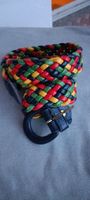 Colorful Woven Leather Belt, Boho Summer Accessory, Size M