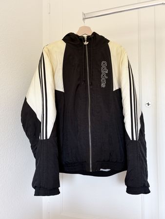 Vintage Adidas Pufferjacke Winter Schwarz Weiss