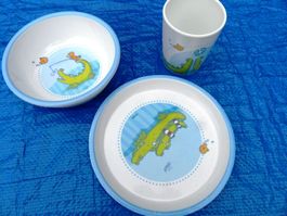Kindergeschirr Set Teller Schale Becher Krokodil 🐊