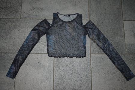 Damen Crop langarm Shirt gr. S transparent mit Drachen